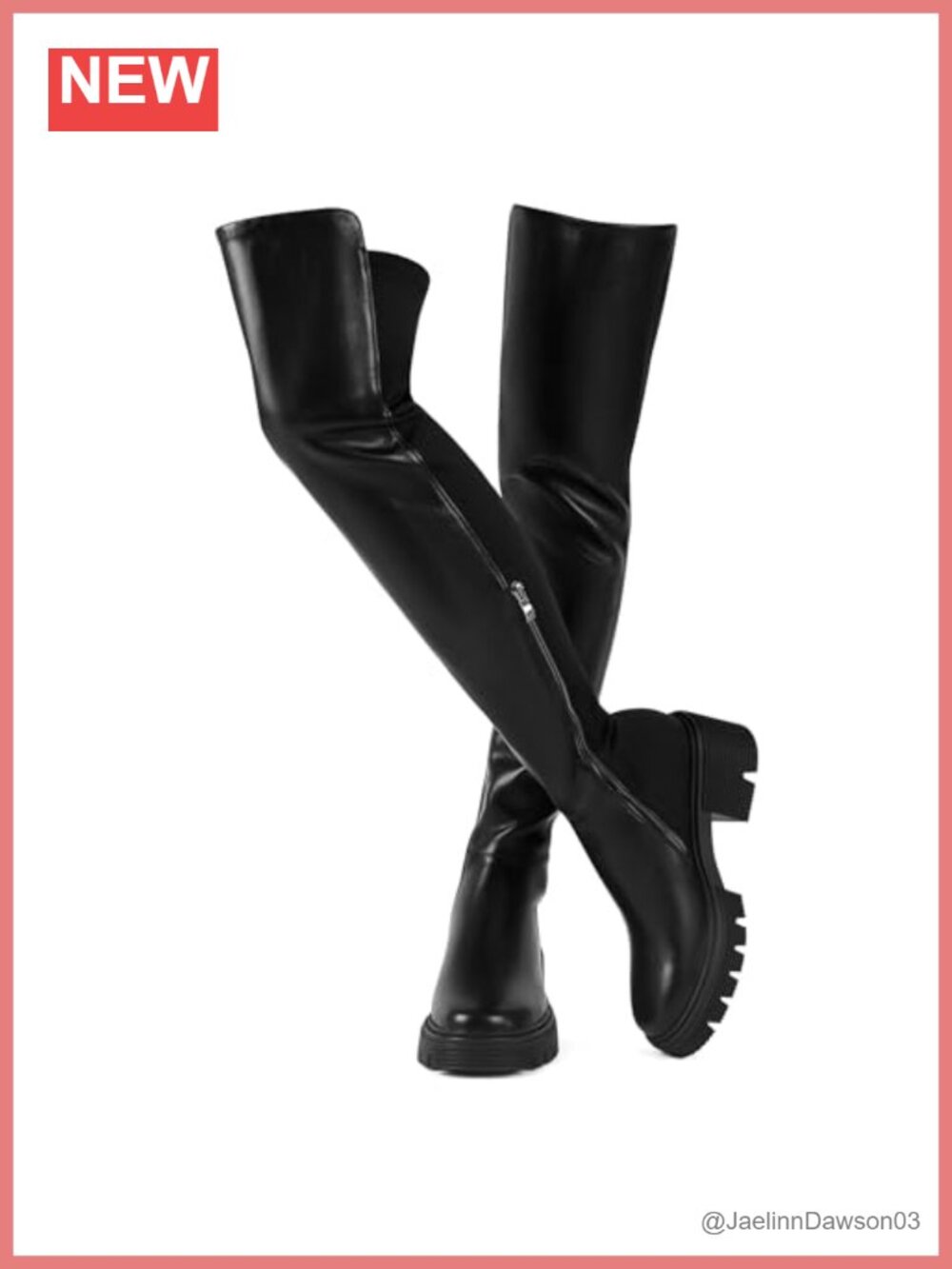 Black Suede Thigh High Boots Over The Knee Chunky Heel Stretch Zip